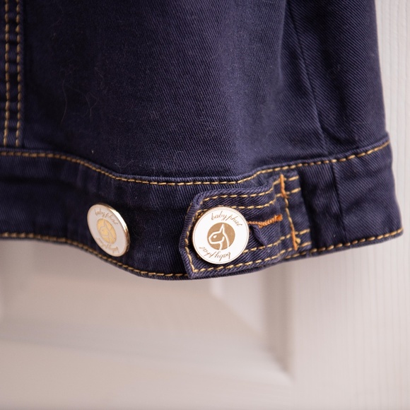 VTG 90s Baby Phat Y2K Denim Jacket 3XL Plus Size Stretchy Dark Wash Logo Buttons - Picture 7 of 8